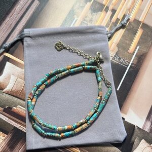 Kendra Scott Ember Gold Bronze Veined Turquoise Orange Strand Necklace